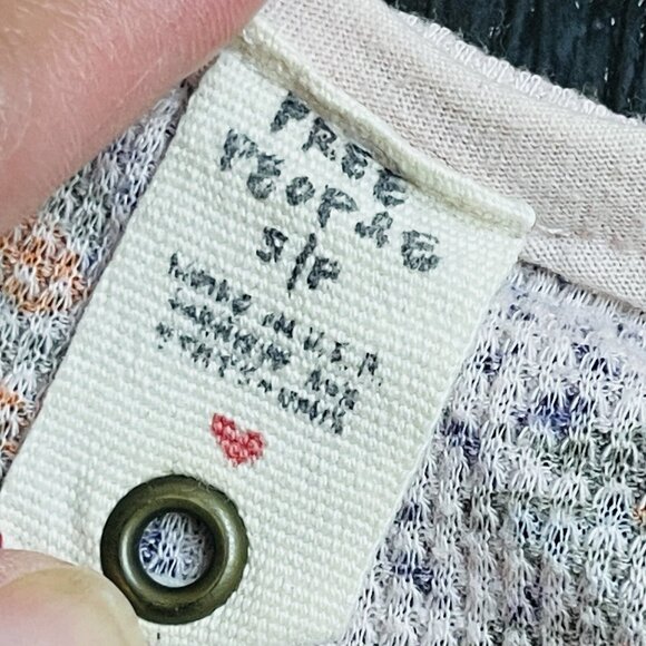 Free People Floral Button Cuff Thermal Blouse Womens Small Y2k Fairy Romantic - Picture 4 of 10